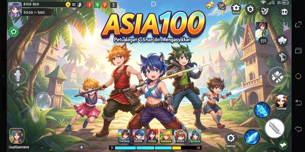 Tampilan dinamis ASIA100 yang menampilkan karakter anime dalam aksi.