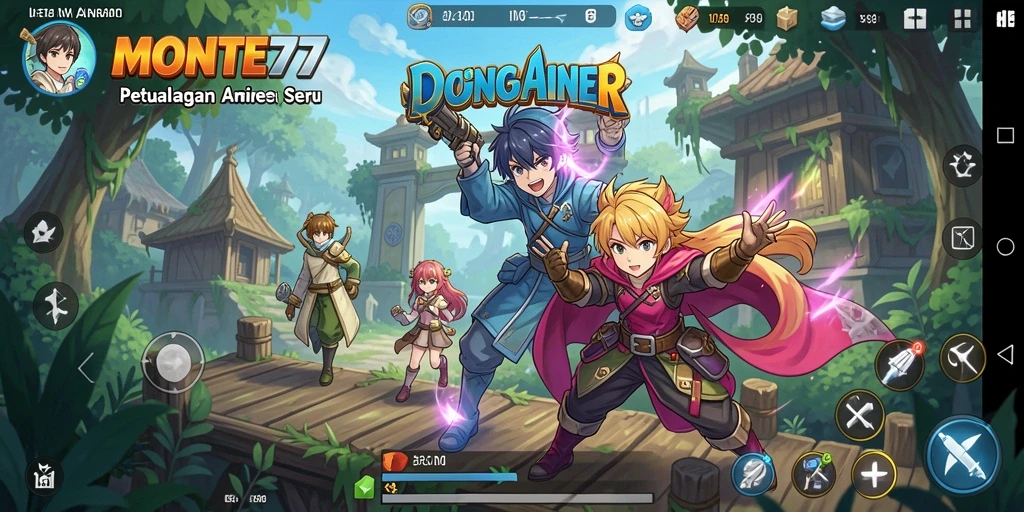 Tampilan menarik dari gameplay <strong>MONTE77</strong> dengan karakter anime yang memukau.