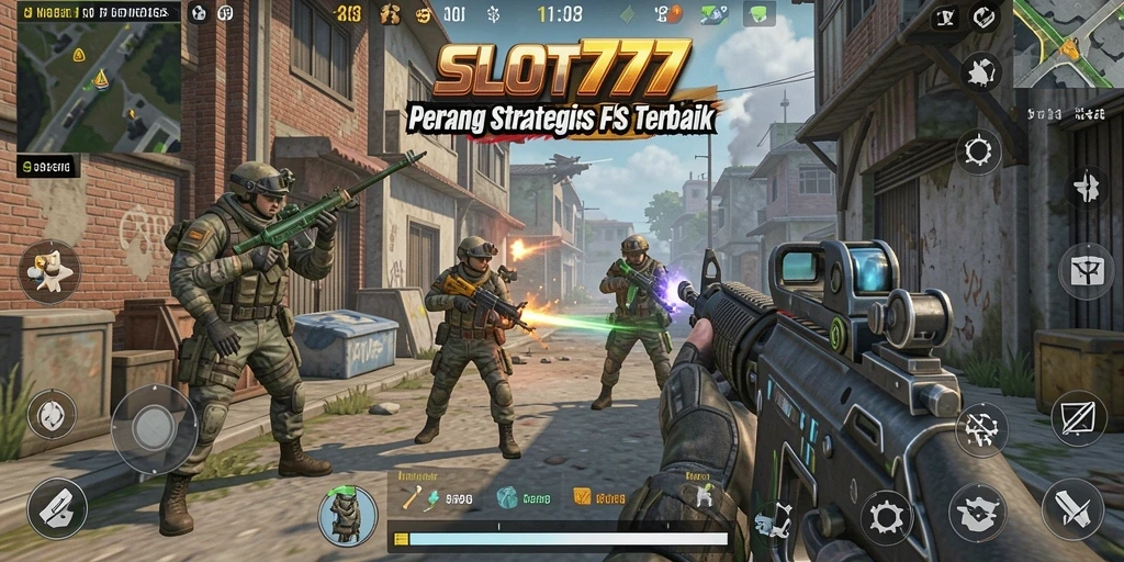 Screenshot menampilkan gameplay intens dari SLOT777 dengan aksi tembak-menembak yang mendebarkan.